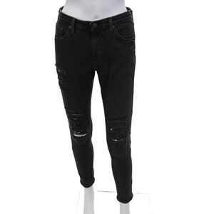 AG-ED Denim Womens Distressed Mid Rise Skinny Jeans Black Size 29